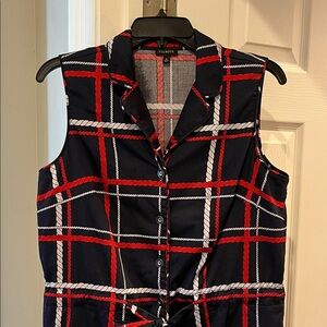 Talbots Navy, White and Red Nautical Sleeveless Dress